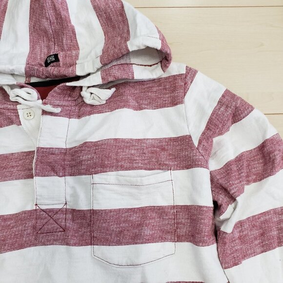 KREW Mens Hooded Pullover Shirt Red Stripe Sz M - Picture 5 of 10